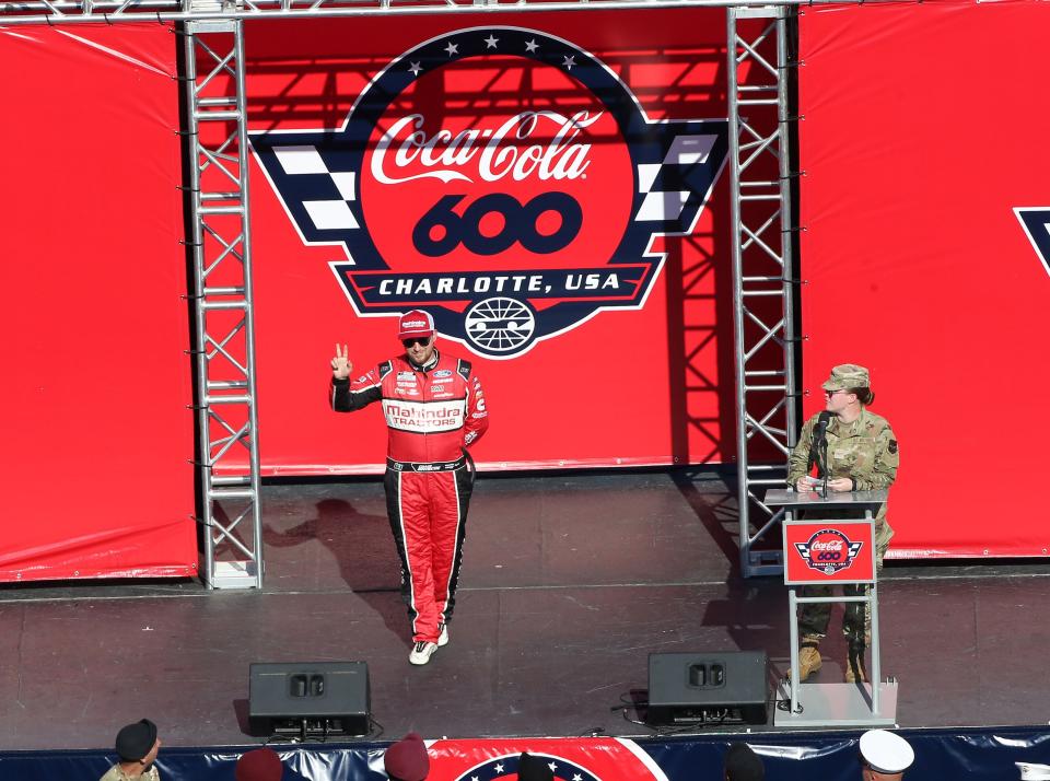 Mitchell's Chase Briscoe is introduced to the crowd at Charlotte Motor Speedway prior to the start of the Coca-Cola 600 on Memorial Day.