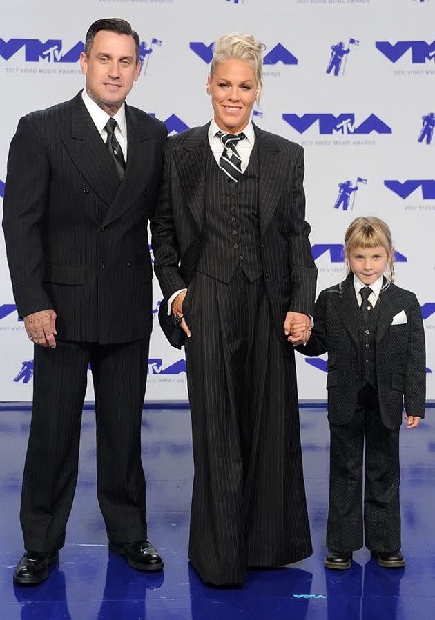 Pink's husband Carey Hart and Willow joined her at the VMAs. Source: Getty