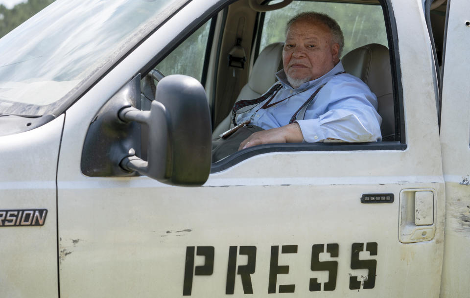 This image released by A24 shows Stephen McKinley Henderson in a scene from "Civil War." (Murray Close/A24 via AP)