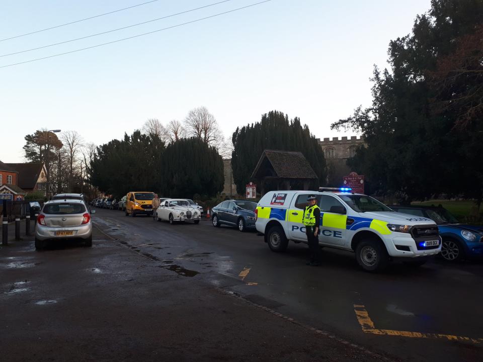 Police were waiting outside the church to take the couple to their reception (Bedfordshire Police)