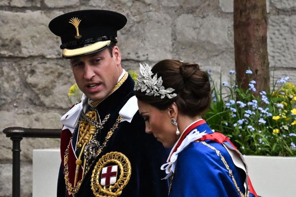 britains prince william, prince of wales and britains catherine, princess of wales arrive at westminster abbey in central london on may 6, 2023, ahead of the coronations of britains king charles iii and britains camilla, queen consort the set piece coronation is the first in britain in 70 years, and only the second in history to be televised charles will be the 40th reigning monarch to be crowned at the central london church since king william i in 1066 outside the uk, he is also king of 14 other commonwealth countries, including australia, canada and new zealand camilla, his second wife, will be crowned queen alongside him, and be known as queen camilla after the ceremony photo by paul ellis afp photo by paul ellisafp via getty images