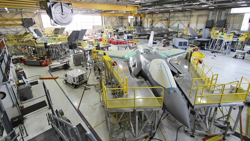 A view of F-35s inside the U.S. Navy's Fleet Readiness Center East depot. <em>USN</em> <em>USN</em>