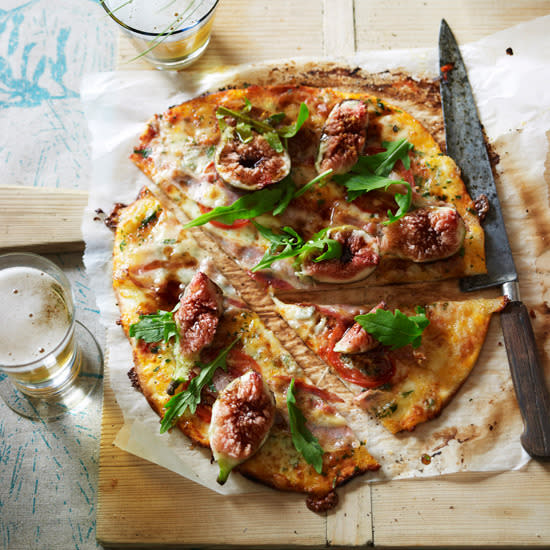 Gorgonzola, Fig and Pancetta Pizza This pizza packs a punch with lots of sweet and savory flavors. Get the Gorgonzola, Fig and Pancetta Pizza recipe.