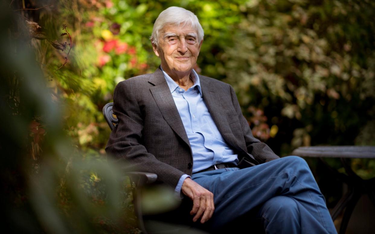 Michael Parkinson in the garden of The Royal Oak pub, Littlefield Green - Geoff Pugh for the Telegraph