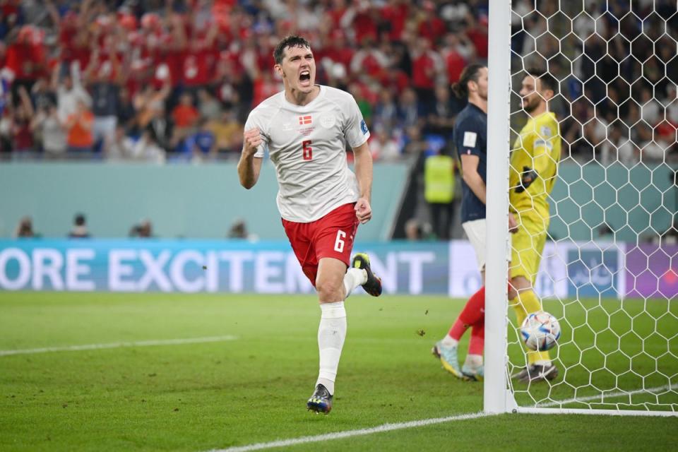 Andreas Christensen equalises for Denmark (Getty Images)