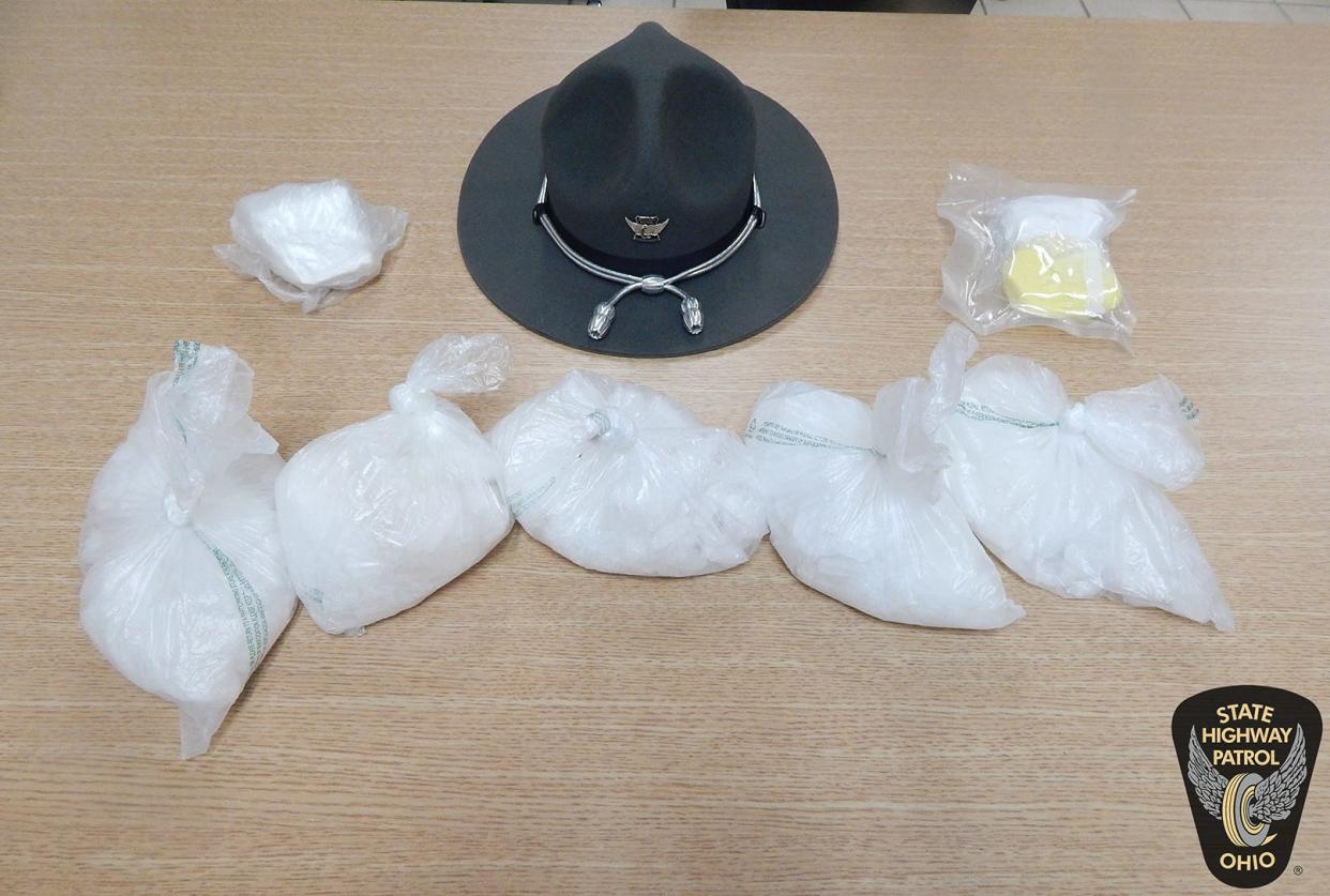 Ohio Highway Patrol troopers seized 5 pounds of methamphetamine, 130 grams of cocaine and 214 grams of suspected fentanyl worth approximately $43,500 during a traffic stop on Ohio 2 in Ottawa County.