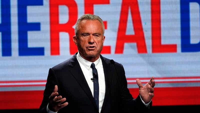 Independent presidential candidate Robert F. Kennedy Jr. talks during a campaign event in West Hollywood, Calif., Thursday, June 27, 2024. Kennedy Jr. held a livestreamed event concurrent with the presidential debate between President Joe Biden and former President Donald Trump on Thursday, which he was not permitted to attend.