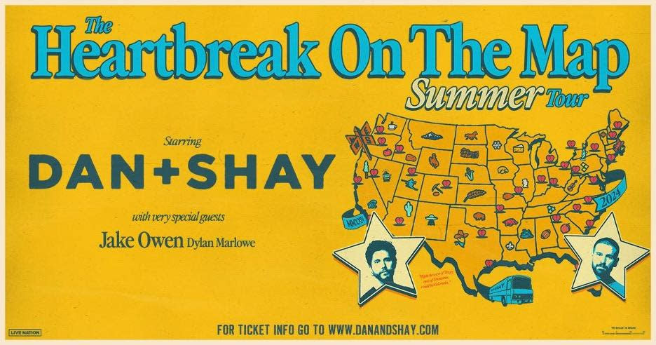 Dan + Shay 2024 tour heartbreak on the map summer tour