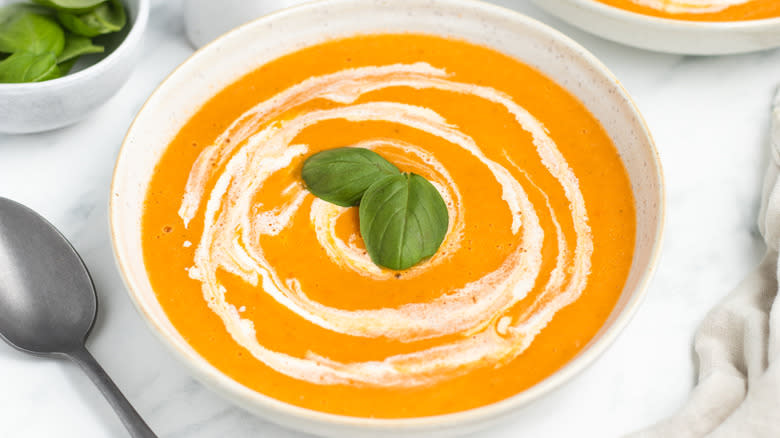 Roasted tomato soup with basil