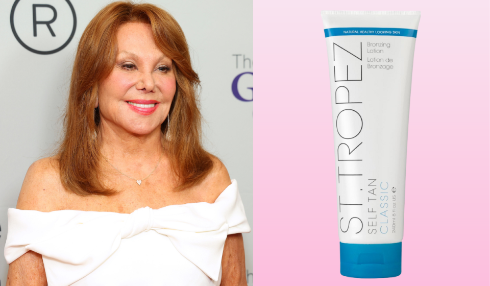 Marlo Thomas and a bottle of St. Tropez self tanning lotion