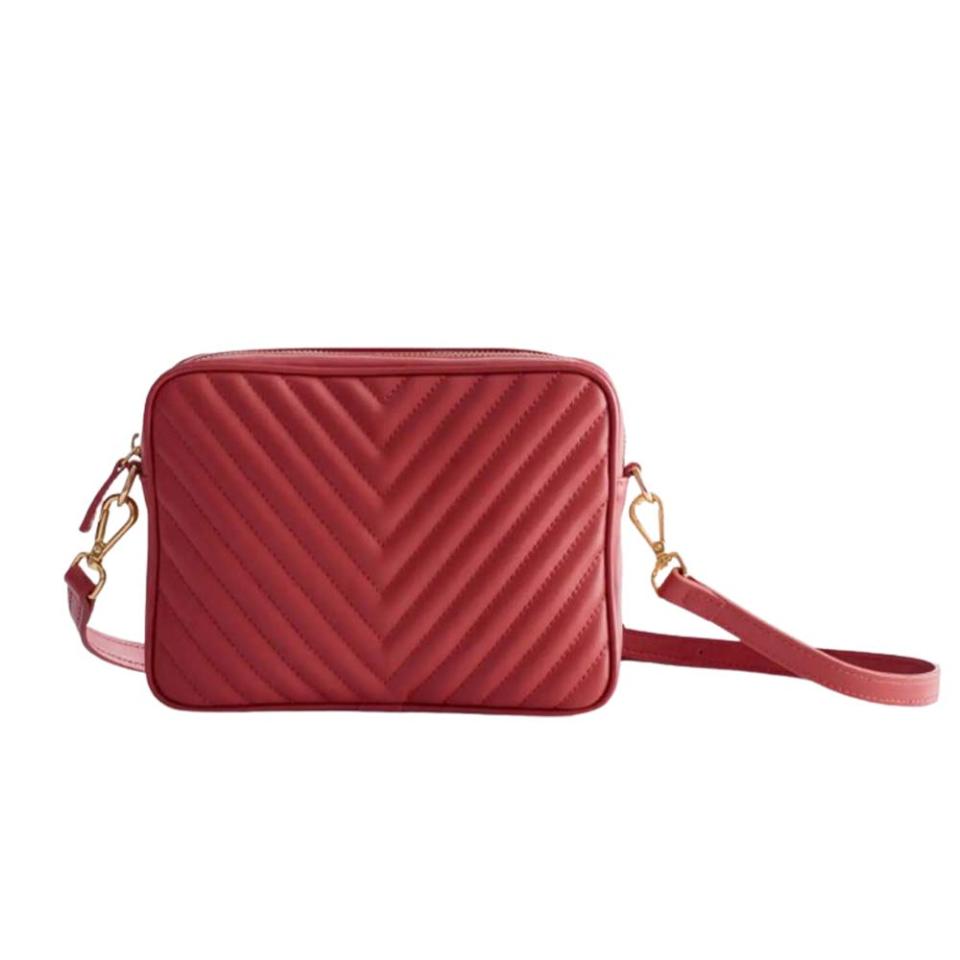 Quince red quilted crossbody bag 