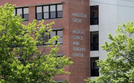 The Malcolm Grow Medical Clinics and Surgery Center is shown after it was briefly placed on lockdown on amid what turned out to be erroneous reports of a gunman at large during a pre-planned exercise to test responses to an active shooter at Joint Base Andrews, Maryland, U.S., June 30, 2016. REUTERS/Joshua Roberts