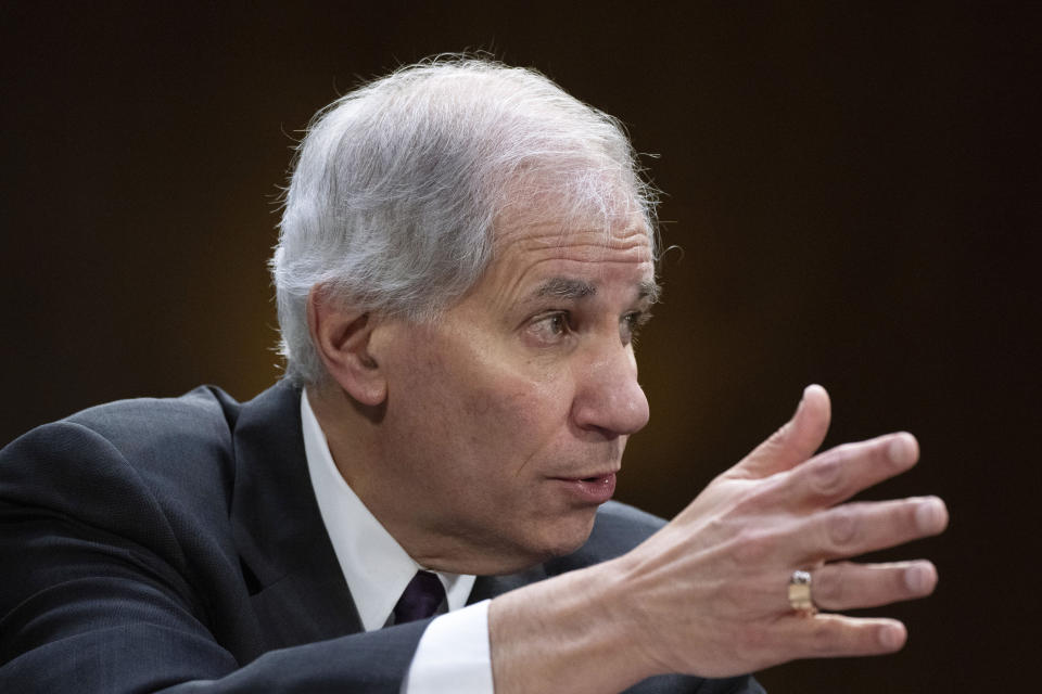 Federal Deposit Insurance Corporation (FDIC) Chairman Martin Gruenberg, testifies before a Senate Banking, Housing, and Urban Affairs hearings to examine recent bank failures and the Federal regulatory response on Capitol Hill, Tuesday, March 28, 2023, in Washington. (AP Photo/Manuel Balce Ceneta)