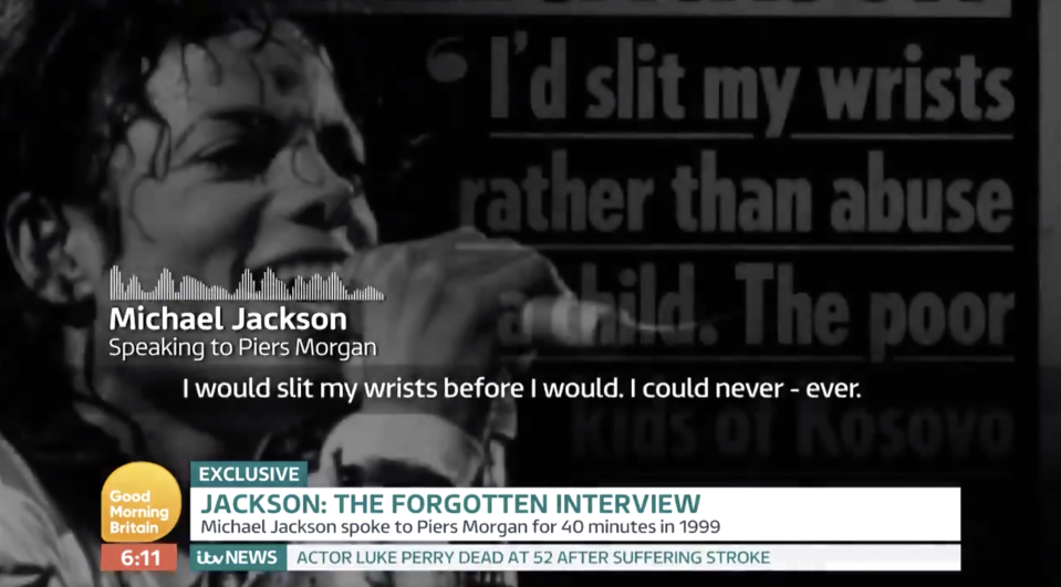 Michael Jackson said he would “slit his wrists” before harming a child