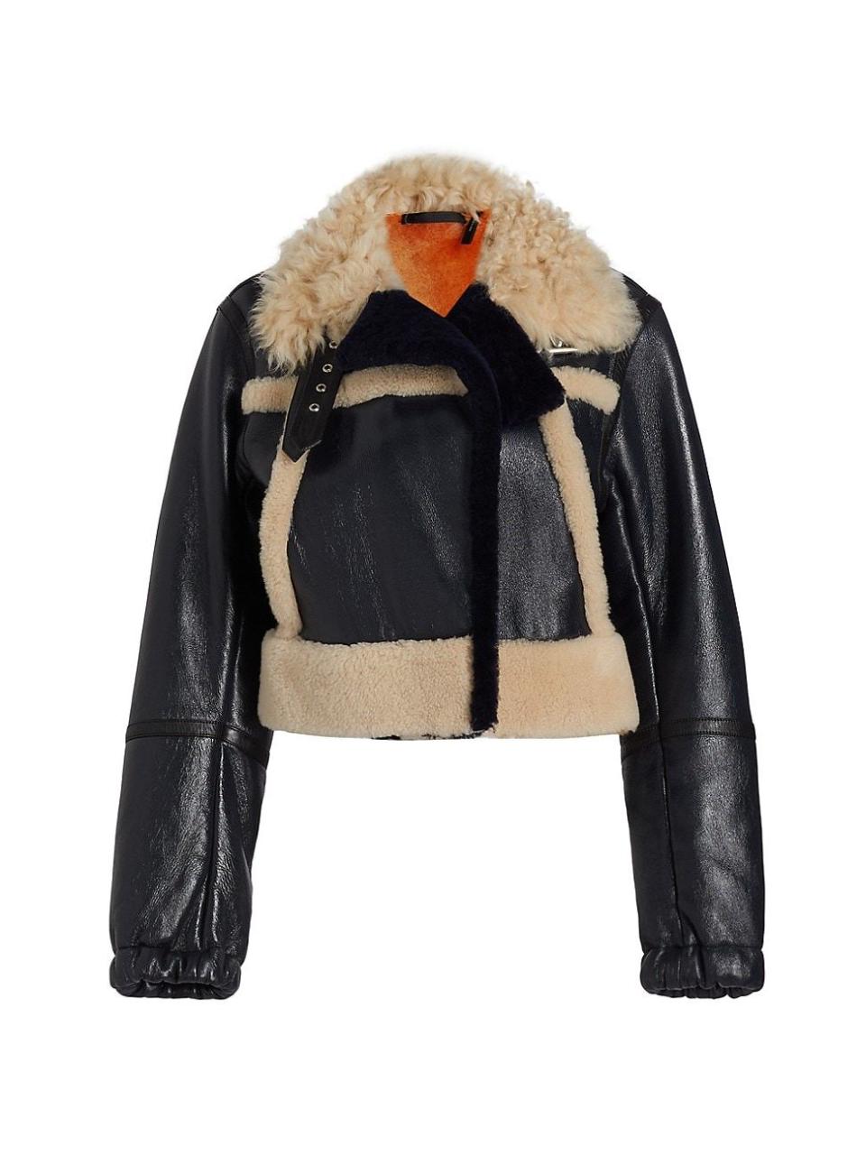 8) Cropped Leather & Shearling Jacket