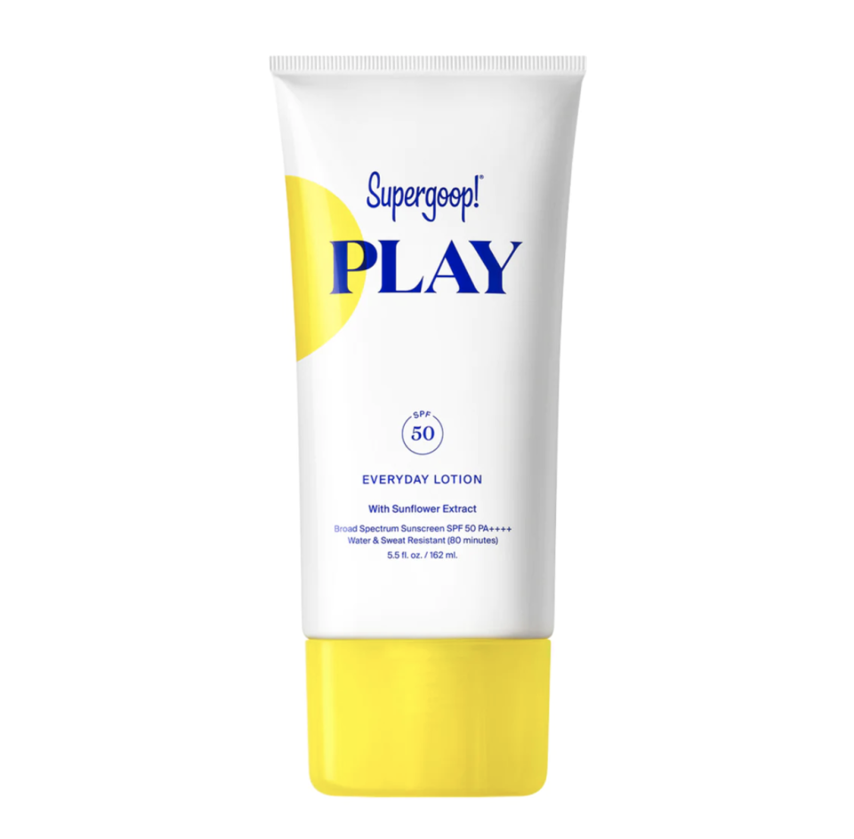 <p><a href="https://go.redirectingat.com?id=74968X1596630&url=https%3A%2F%2Fbluemercury.com%2Fproducts%2Fsupergoop-play-everyday-lotion-spf-50-with-sunflower-extract&sref=https%3A%2F%2F" rel="nofollow noopener" target="_blank" data-ylk="slk:Shop Now;elm:context_link;itc:0;sec:content-canvas" class="link ">Shop Now</a></p><p>Play Everyday Lotion SPF 50</p><p>$34.00</p><span class="copyright">Bluemercury</span>