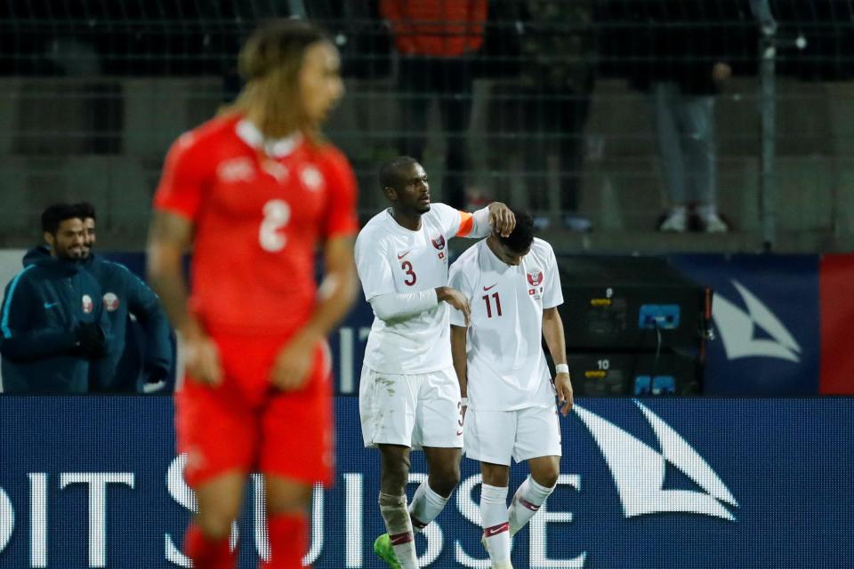 Akram Afif celebrates scoring Qatar's winning goal: REUTERS