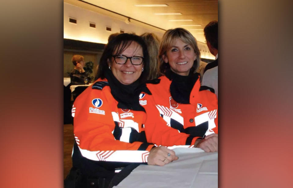 Soraya Belkacemi, 53, (left) was one of two female officers shot dead during the shooting in Liege. Lucile Garcia (right) is understood to be the second officer killed. Source: Sunrise
