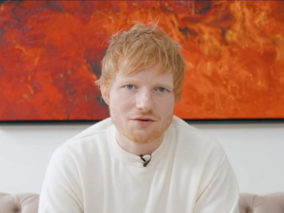 Ed Sheeran in a video statement posted to Instagram after the ‘Shape of You’ verdict was delivered (Instagram/Ed Sheeran)