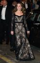 <p>The Duchess of Cambridge attends the Royal Variety Performance at Palladium Theatre. She wore a black lace <a href="https://www.alexandermcqueen.com/us" rel="nofollow noopener" target="_blank" data-ylk="slk:Alexander McQueen;elm:context_link;itc:0;sec:content-canvas" class="link ">Alexander McQueen </a>evening gown. </p>