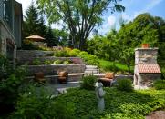 <body><p>Incorporating terraced landscaping helps to designate spaces, making a small yard look bigger. Elevate your dining area, or sink a conversation pit around an <a rel="nofollow noopener" href=" http://www.bobvila.com/slideshow/no-money-to-burn-9-fire-pits-you-can-afford-48685?bv=yahoo" target="_blank" data-ylk="slk:outdoor fireplace;elm:context_link;itc:0;sec:content-canvas" class="link ">outdoor fireplace</a>. Terracing can also carve out more space for plantings, while a lower wall can double as bench seating.</p></body>