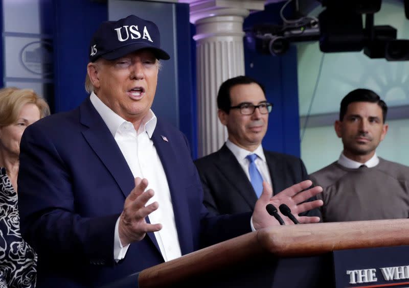 President Donald Trump with the Coronavirus Task Force hold a press briefing in Washington