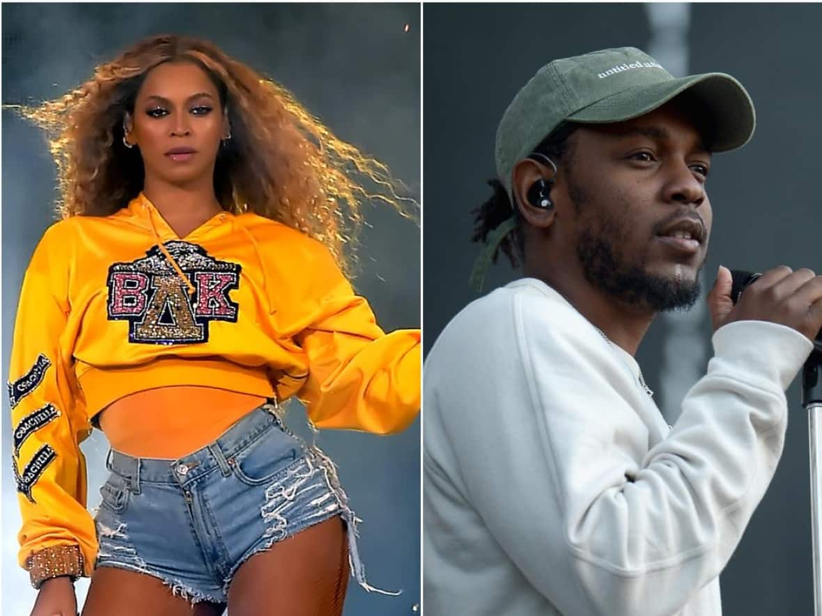 From left, Adele, Beyoncé and Kendrick Lamar are the leading nominees at the 65th Grammy Awards, set to take place on Feb. 5, 2023 in Las Vegas.  (Gareth Cattermole/Getty Images, Kevin Winter/Getty Images, Gustavo Caballero/Getty Images - image credit)