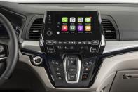 <p>Honda’s next-generation, Android-based infotainment system debuts in the 2018 Odyssey, an 8.0-inch-touchscreen setup that will eventually replace the laggy and generally unsatisfying systems in the rest of the current Honda lineup. Its layout is, not surprisingly, tablet-like, with substantially quicker response time and the ability to customize the icon layout as well as three on-screen persistent shortcuts. It features a volume knob-a <a href="http://www.caranddriver.com/reviews/2017-honda-cr-v-in-depth-model-review-2017-honda-cr-v-hondalink-infotainment-review-car-and-driver-page-6" rel="nofollow noopener" target="_blank" data-ylk="slk:groundbreaking innovation unearthed for use in the latest CR-V;elm:context_link;itc:0;sec:content-canvas" class="link ">groundbreaking innovation unearthed for use in the latest CR-V</a>-as well as Apple CarPlay and Android Auto connectivity and the ability to receive software updates wirelessly.</p>