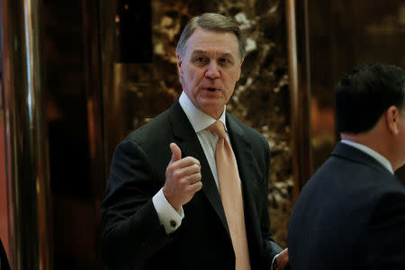 U.S. Senator David Perdue (R-GA), arrives for a meeting with U.S. President-elect Donald Trump at Trump Tower in New York, U.S., December 2, 2016. REUTERS/Mike Segar