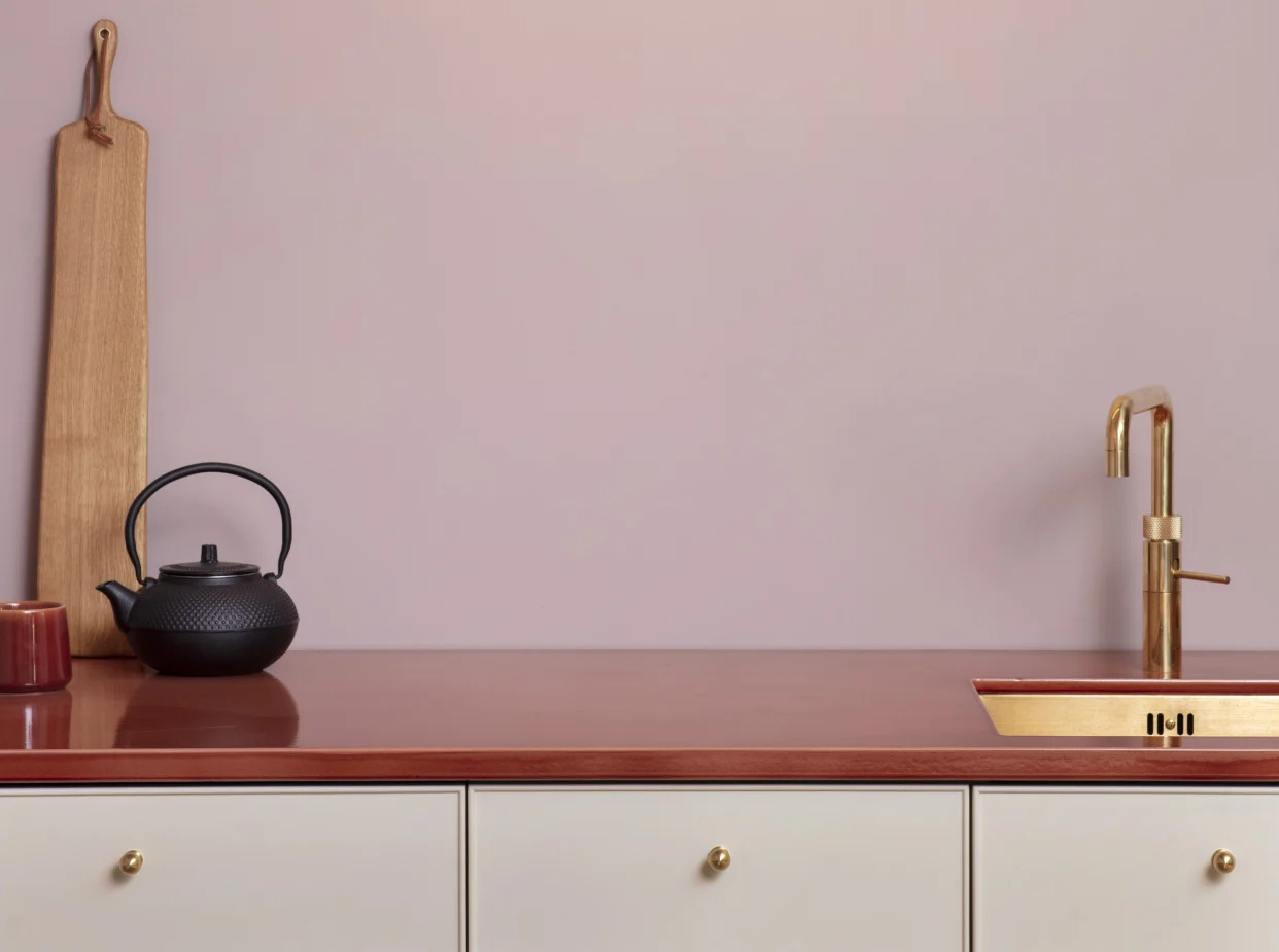 A lava stone kitchen counter.