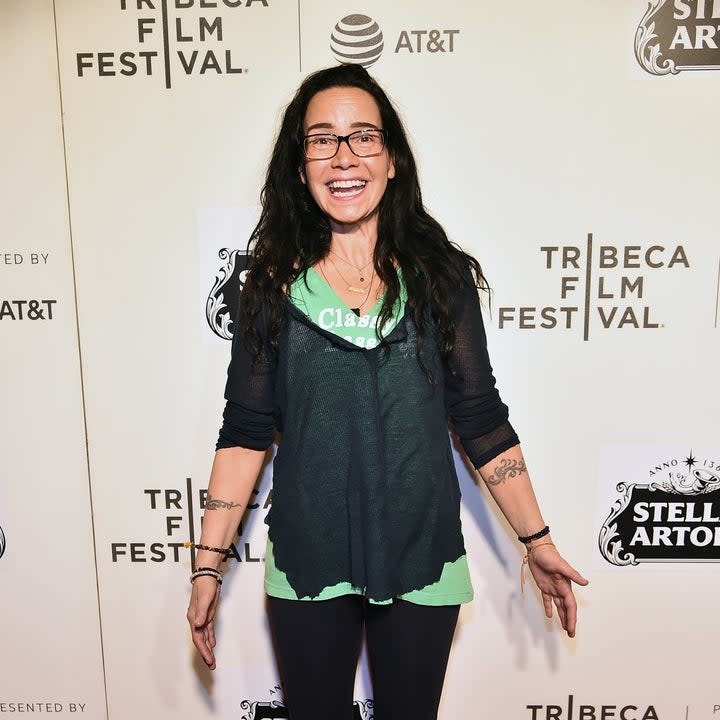 Janeane Garofalo on the red carpet at the Tribeca Film Festival