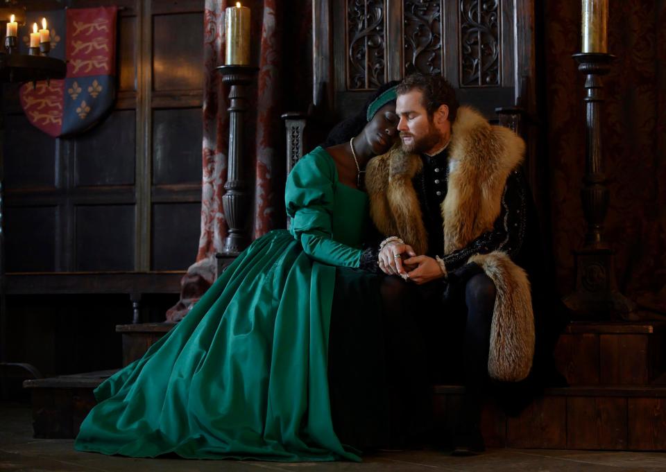 Turner-Smith with Mark Stanley as Henry VIII (PARISA TAGHIZADEH)