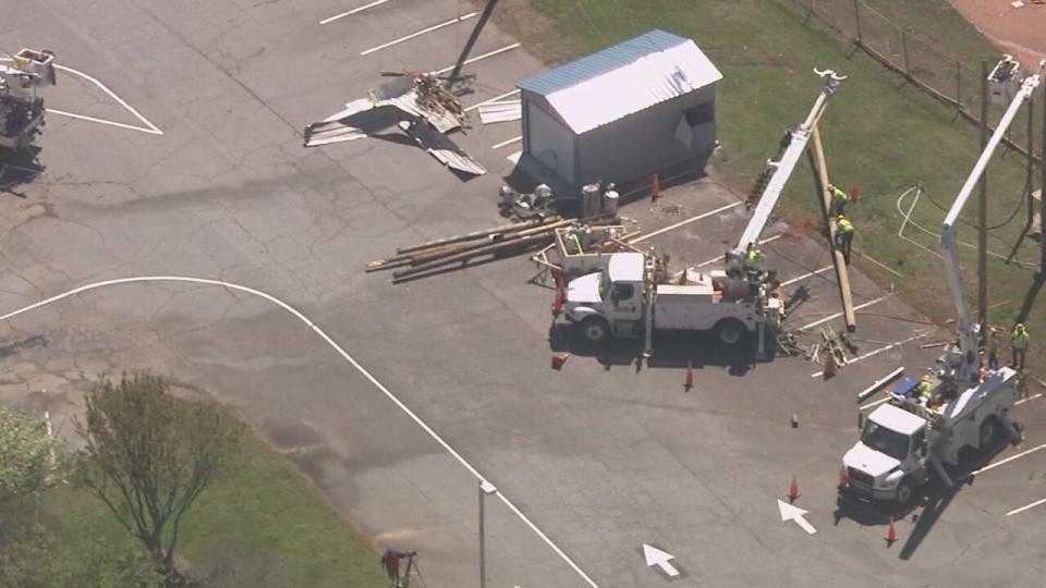 Chopper 9 Skyzoom caught the tornado damage that hit the Mt. Ulla area in Rowan County.