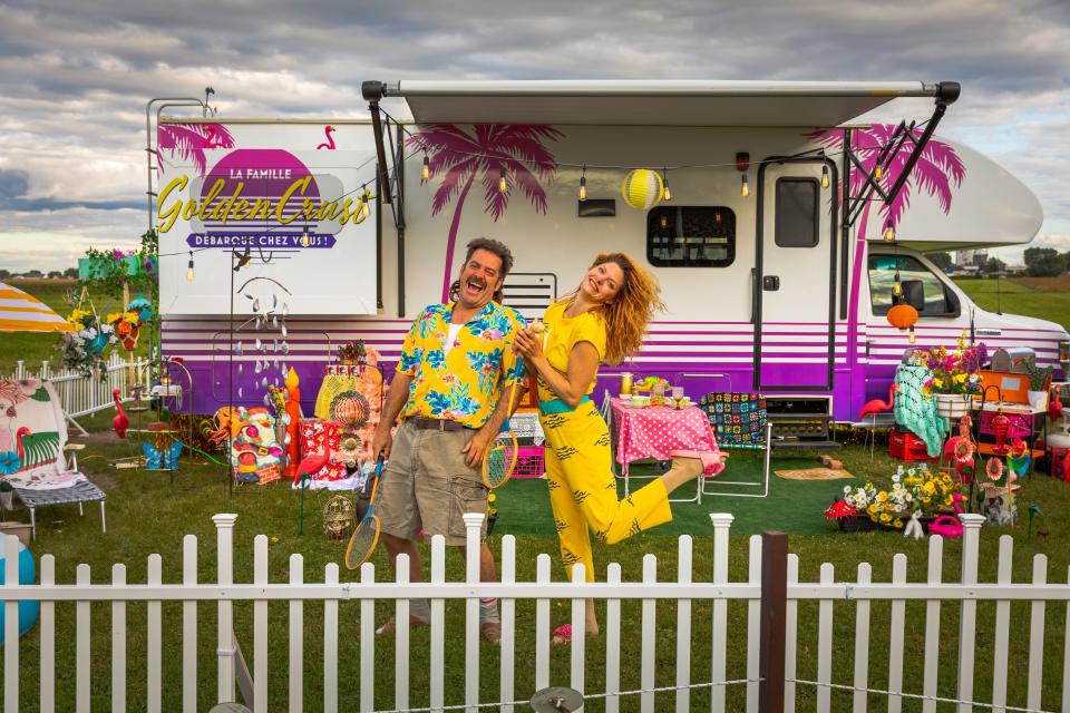 "La Famille Golden Crust” is a circus act from Quebec that creates the style of Florida snowbirds who imagine themselves exotic circus performers.