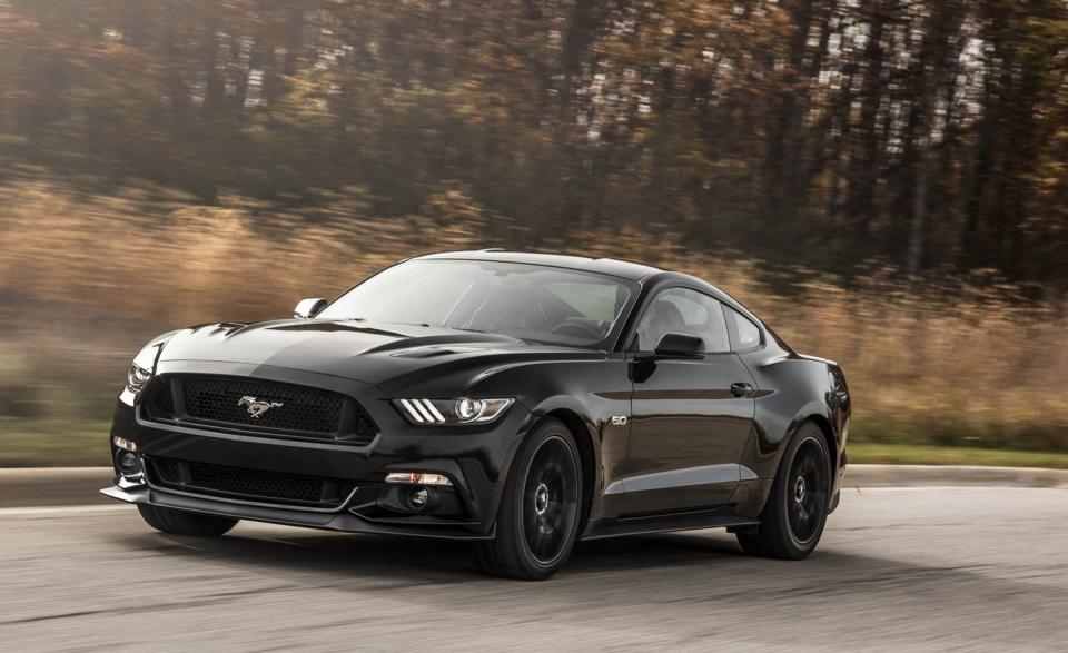 <p>Notable for its adoption of an independent rear suspension-the first regular-grade Mustang to do so-the sixth-generation Mustang proved quick in GT guise. The quickest of the initial, non-Shelby, sixth-gen Mustangs (introduced for 2015, before the lineup's updating for the 2018 model year) is <a rel="nofollow noopener" href="https://www.caranddriver.com/reviews/2016-ford-mustang-gt-long-term-test-wrap-up-review" target="_blank" data-ylk="slk:our 2016 GT long-term test car;elm:context_link;itc:0;sec:content-canvas" class="link ">our 2016 GT long-term test car</a>, which laid down a 4.3-second zero-to-60-mph run and a 12.9-second pass at 112 mph through the quarter-mile. And our test car looked positively menacing in its all-black getup.<br></p>