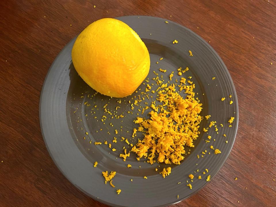 Zesting orange for Ina Garten's Apple Spice Cake