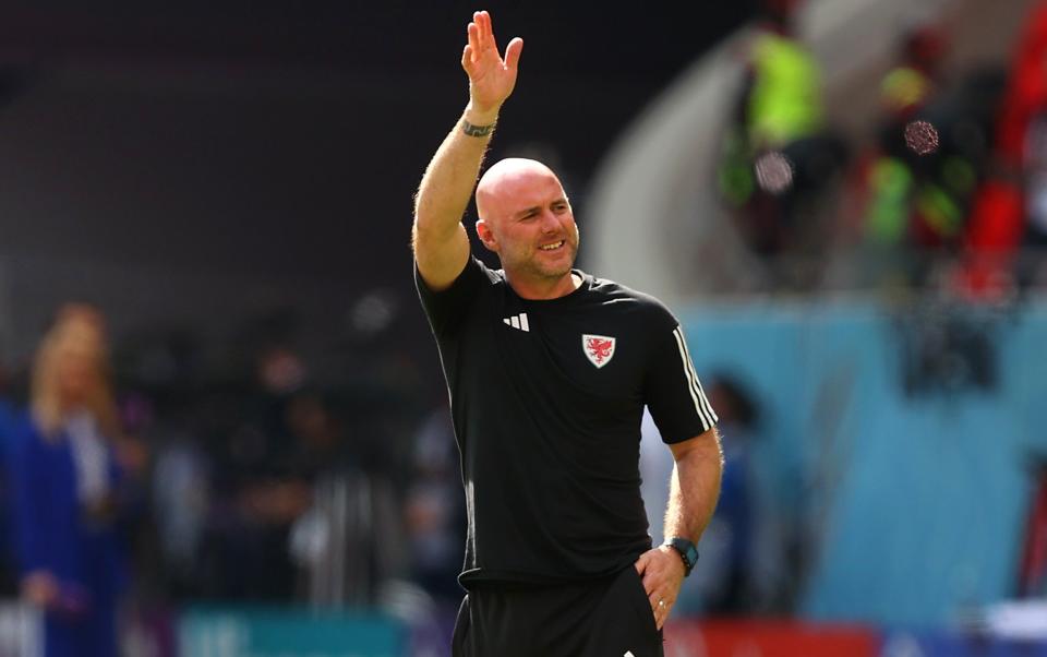 Rob Page, Head Coach of Wales, applauds fans prior to the FIFA World Cup Qatar 2022 Group B match between Wales and IR Iran at Ahmad Bin Ali Stadium - Getty Images