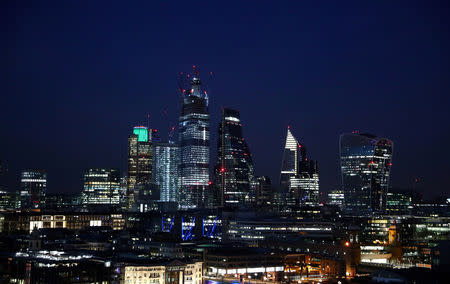 FILE PHOTO: A general view of the financial district in London, Britain, September 29, 2018. REUTERS/Hannah McKay/File Photo