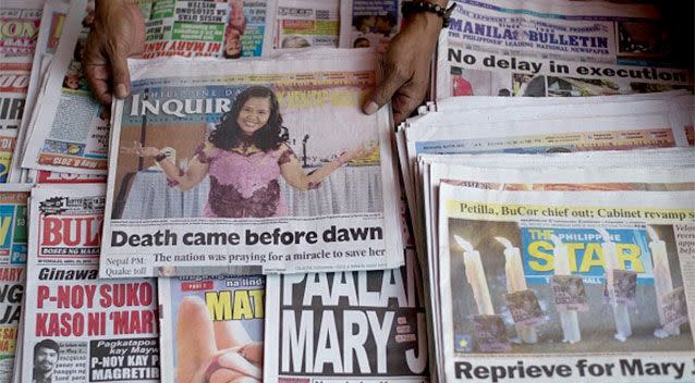 Philippine newspaper mistakenly announces the execution of death row drug convict Mary Jane Veloso. Photo: AFP/Getty Images