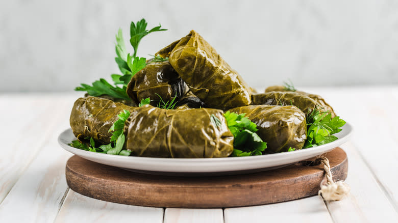 green stuffed grape leaves