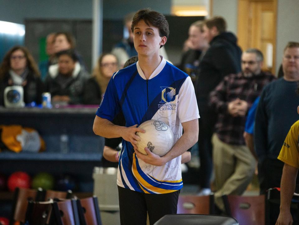 Matt Jinks of Donovan Catholic. Shore Conference Tournament bowling at Ocean Lanes.   
Lakewood, NJ
Tuesday, February 6, 2024