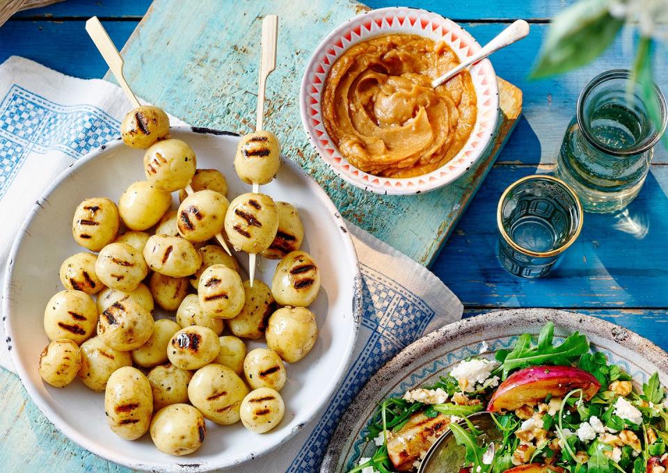 <p>These tasty <a href="https://www.goodhousekeeping.com/uk/food/recipes/a36383396/st-clements-potatoes/" rel="nofollow noopener" target="_blank" data-ylk="slk:potato;elm:context_link;itc:0;sec:content-canvas" class="link ">potato</a> skewers are lathered in a delicious satay sauce which can be ready in a flash and will be a real crowd-pleaser.</p><p><strong>Recipe: <a href="https://www.goodhousekeeping.com/uk/food/recipes/a36842199/new-potato-skewers-satay-sauce/" rel="nofollow noopener" target="_blank" data-ylk="slk:New potato skewers and satay sauce;elm:context_link;itc:0;sec:content-canvas" class="link ">New potato skewers and satay sauce</a></strong></p>