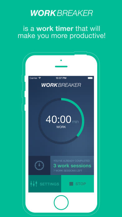 WorkBreaker 工作與休息兩者兼顧，循環工作計時器，app說明由三嘻行動哇@Dr.愛瘋所提供