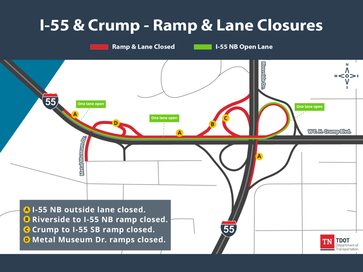 The Tennessee Department of Transportation will have multiple closures over the next month.