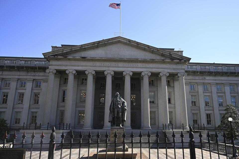 The US Treasury building in Washington, D.C., US on April 12, 2023.