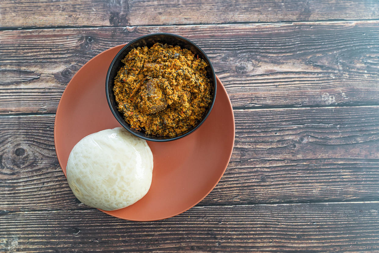 Pounded Yam Served with Egusi Soup Getty Images/Osarieme Eweka