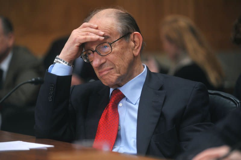 On October 23, 2008, former Federal Reserve Chairman Alan Greenspan told a U.S. House committee the United States is "in the midst of a once-in-a-century credit tsunami" that left him in a state of "shocked disbelief." File Photo by Kevin Dietsch/UPI