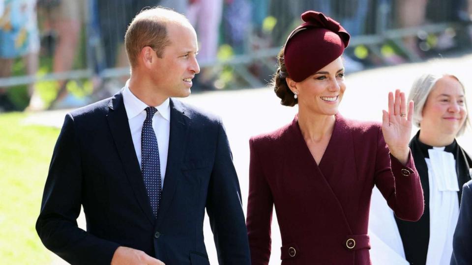 PHOTO: Prince William, Prince of Wales and Catherine, Princess of Wales arrive at St Davids Cathedral to commemorate the life of Her Late Majesty Queen Elizabeth II on the first anniversary of her passing on Sept. 8, 2023 in St Davids, Wales. (Chris Jackson/Getty Images)