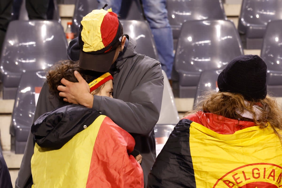 Belgium fans inside the stadium. (AP)