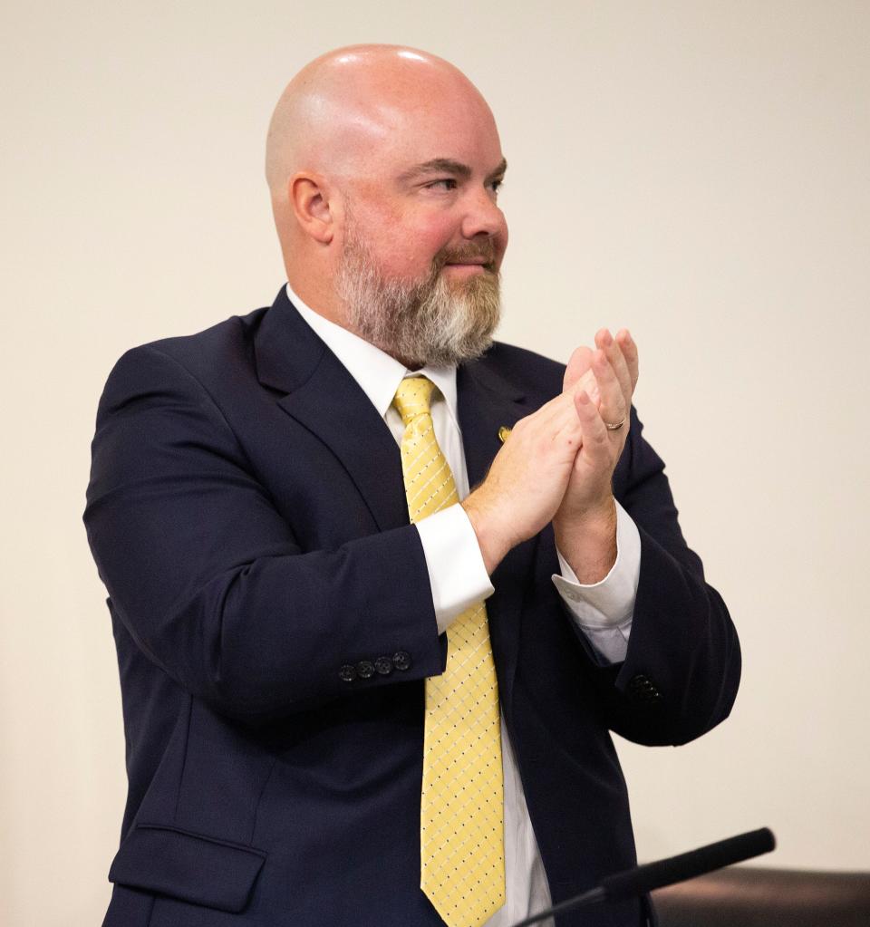 Leon County Commissioner Brian Welch attends a commission meeting where members take the oath of office on Tuesday, Nov. 22, 2022 in Tallahassee, Fla. 